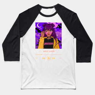 Self Love Black Anime Girl Playlist Baseball T-Shirt